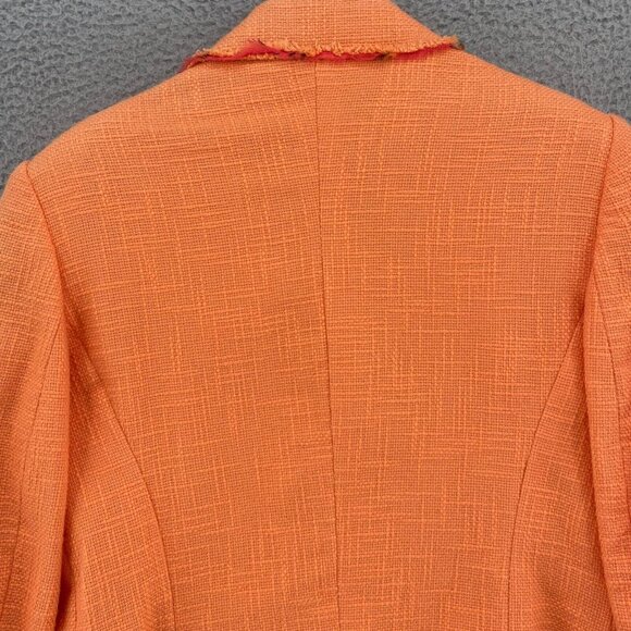Apriori Blazer Womens 42 Orange Tweed Frayed Ribbon Button Up Office Career Work - Picture 4 of 10